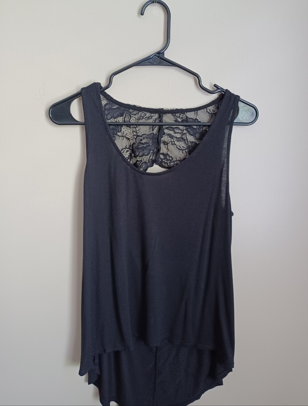 Women's Size Large Ambiance Rayon Black Lace Open Back‎ Tank Top Shirt Clothes